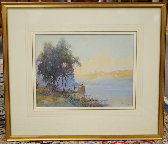 William Knox (1862-1925), watercolour, river scene, 27 x 36cm. Condition - good